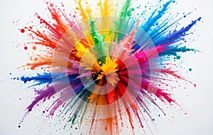 Vibrant Explosion of Rainbow Colored Powder