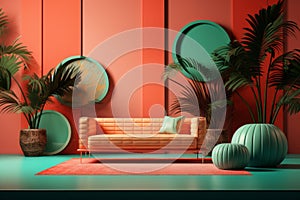 Colorful expression pop art elements in retro living room design