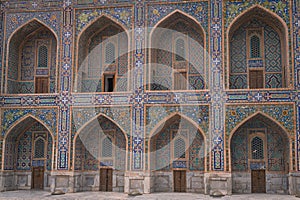 Colorful exterior of tilya-kori madrasah, Samarkand Registan