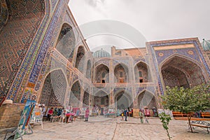 Colorful exterior of tilya-kori madrasah, Samarkand Registan