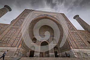 Colorful exterior of tilya-kori madrasah, Samarkand Registan