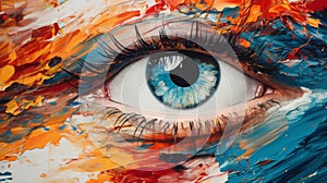 Colorful Eye Paint: A Close-up View Of Abstract Eye Care Routine