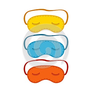 Colorful eye sleep mask set isolated on white background.