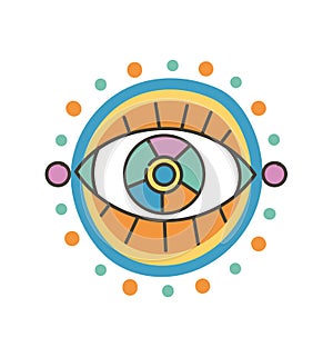 Colorful eye talisman as an occultism and prophecy sacred symbol