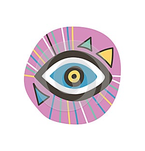 Colorful eye talisman as an occultism and prophecy sacred symbol.