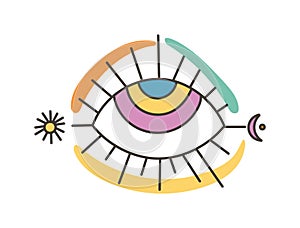 Colorful eye talisman as an occultism and prophecy sacred symbol