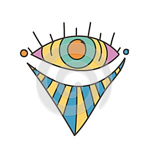 Colorful eye talisman as an occultism and prophecy sacred symbol