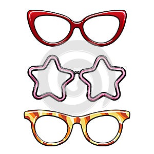 Colorful eyeglass frames set