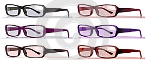 Colorful Eyeglasses with bent arches side view