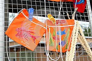 Colorful fabric bags, Rodrigues Island