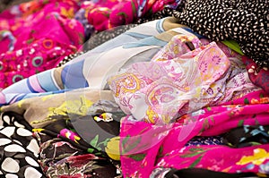 Colorful fabrics background