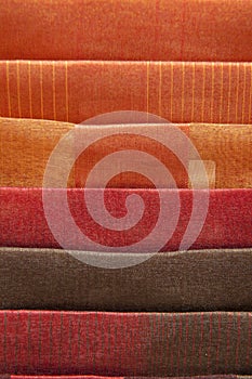 Colorful fabrics stacked