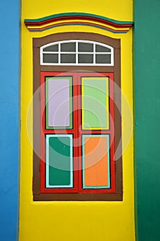 Colorful facade of building in Little India, Singapore