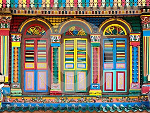 Colorful Facade of Famous Building in Little India, Singapore