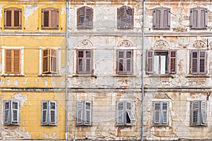 Colorful facade of an old house in Rovinj, Croatia.