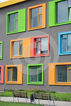 Colorful facade of the school of arts