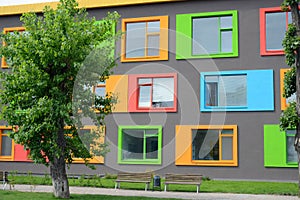 Colorful facade of the school of arts