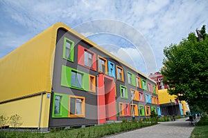 Colorful facade of the school of arts