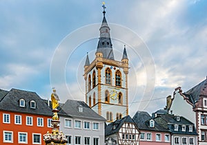 Colorful facades of Hauptmarkt square in trier, Germany