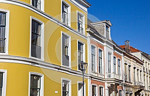 Colorful facades of historic houses in Deventer