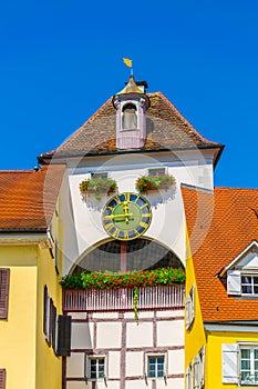 Colorful facades of houses in the german city meersburg...IMAGE