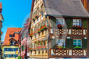 Colorful facades of houses in the german city meersburg...IMAGE