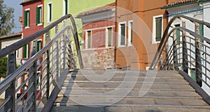 Colorful facades of the houses of the island of Burano near