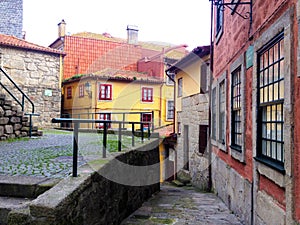 Colorful facades of old houses in Porto, Portugal