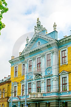 Colorful facades of the old town of Vilnius, Lithuania....IMAGE