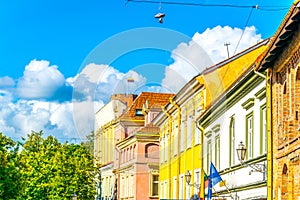 Colorful facades of the old town of Vilnius, Lithuania....IMAGE