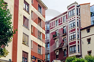 Colorful facades in Portugalete old town, Spain