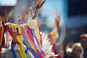 Colorful face of Kurent, Slovenian traditional mask, carnival time