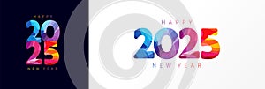 Colorful 2025 facet numbers Happy New Year, logo design concept photo