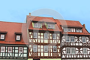 Colorful fachwerk houses in Thuringia, Germany