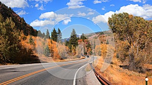 Colorful fall foliage by scenic by way 133 in rural Colorado photo
