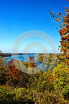 Colorful fall scene by the Niagara river , Niagara Falls, ON, Canada