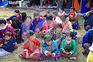 Colorful Families Watch Yak Festival Celebration in Bhutan Village