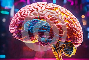 Colorful fantastic electronic human brain shaped chip