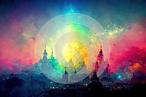 Colorful fantasy landscape