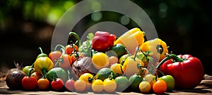 Colorful farmer s market with fresh produce and umbrellas, ideal for promoting local businesses.