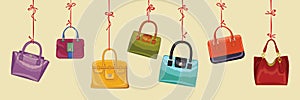 Colorful fashion handbags. Autumn Vector