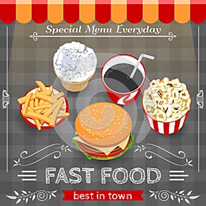 Colorful Fast Food Menu Poster