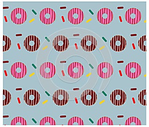 Colorful fast food seamless doughnut pattern