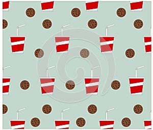 Colorful fast food seamless soft drink pattern