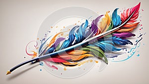 Colorful Feather Abstract Art Painting Illustration Postcard Digital Artwork Banner Website Flyer Ads Gift Card Template photo