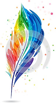 Colorful feather pen