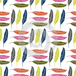 Colorful Feather Silhouette Collection. Weightless Seamless Pattern