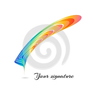 Colorful feather on white, vector illustration