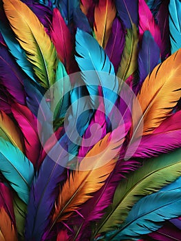 Colorful feathers with abstract style