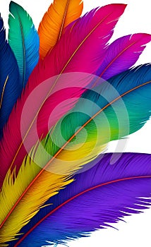 colorful feathers on white background AI Generated